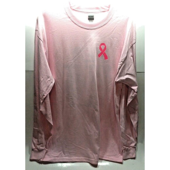 Breast Cancer Tee Shirt Long Sleeve Size Large Her Fight Is Our Fight Pink - Picture 1 of 5